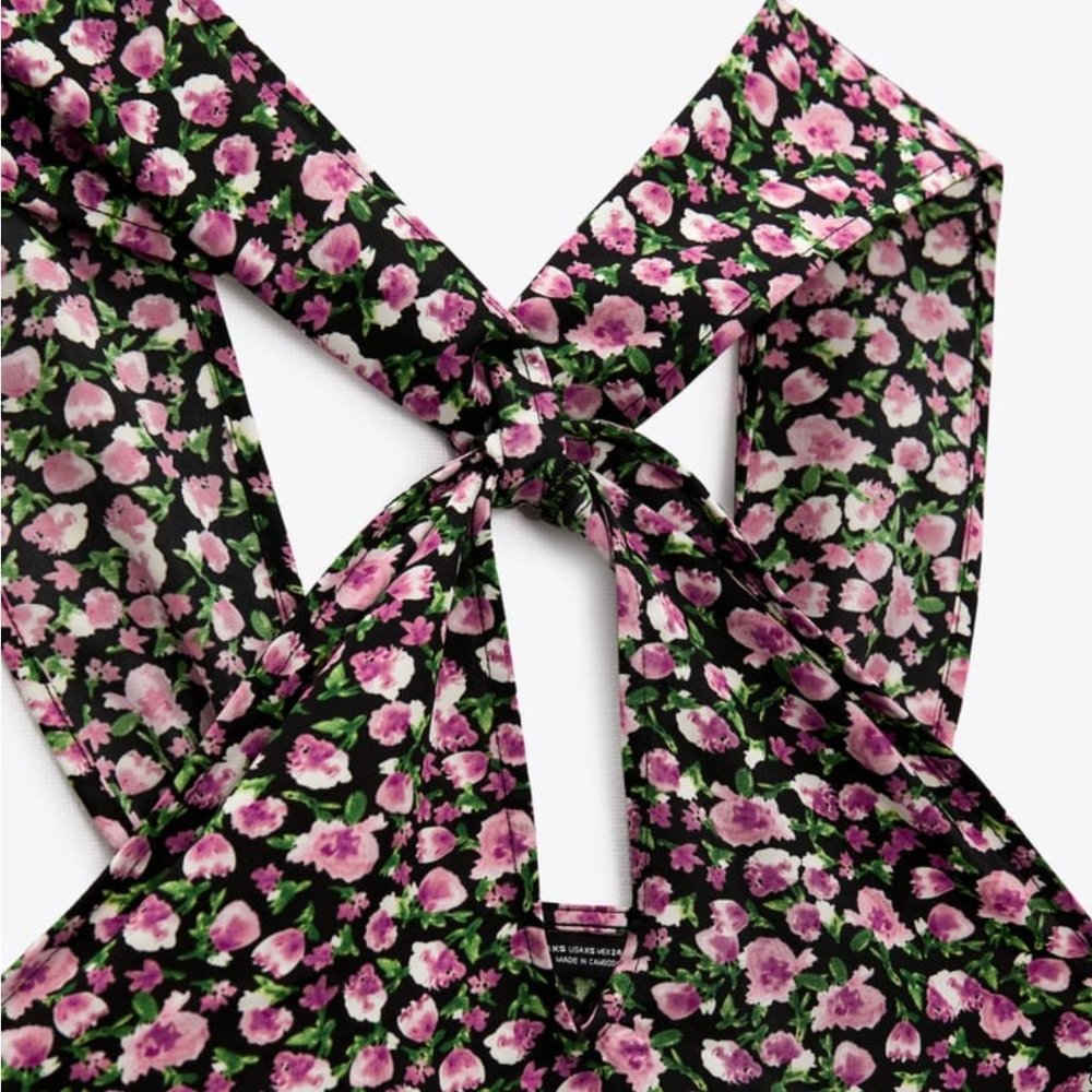 Top, floral,purple,zara